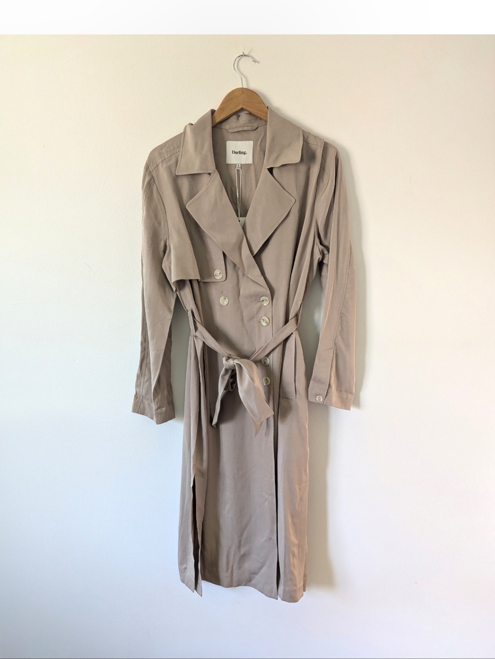 NWT! Darling Overcast Lightweight Belted Trench Coat In Tan M - Picture 2 of 12